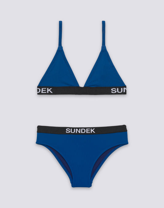 BIKINI POUR FILLE AVEC HAUT TRIANGLE ET SLIP FIXE AVEC ÉLASTIQUE LOGO