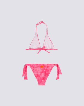 CHILDREN'S BIKINI WITH AMERICAN TRIANGLE TOP AND HIBI PAISLEY PATTERNED TIE-SIDE BOTTOMS
