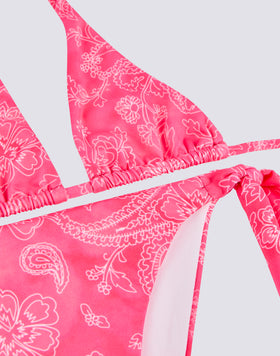 CHILDREN'S BIKINI WITH AMERICAN TRIANGLE TOP AND HIBI PAISLEY PATTERNED TIE-SIDE BOTTOMS