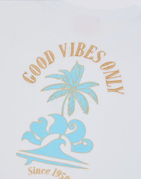 COMFORT GIRLS' T-SHIRT WITH GOOD VIBES ONLY PRINT ON THE BACK