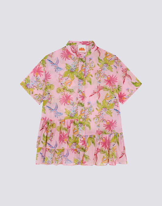 VESTIDO ASIMÉTRICO DE NIÑA CON ESTAMPADO SWEET PARROT