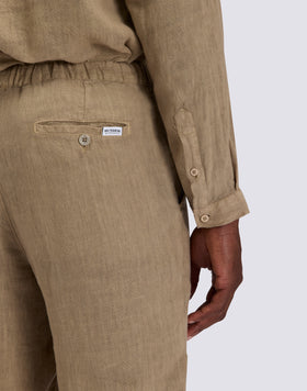PANTALONS EN LIN À TAILLE ÉLASTIQUE POUR HOMMES
