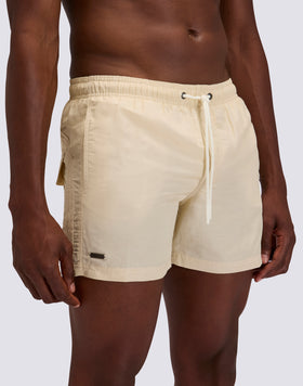 GOLDENWAVE MEN'S SHORT ELASTIC WAIST SWIMSUIT IN RECYCLED LINEN