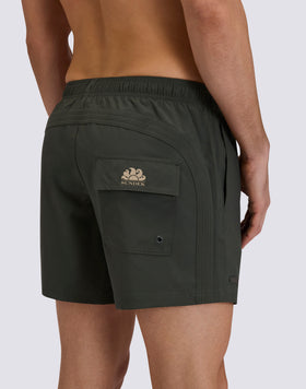 GOLDENWAVE MEN'S SHORT SWIMSUIT WITH ELASTIC WAIST, SOLID COLOR, 4WAY STRETCH