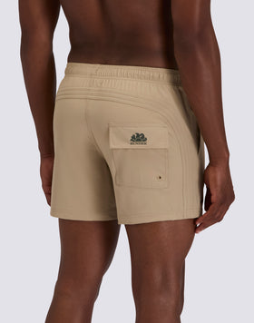 GOLDENWAVE MEN'S SHORT SWIMSUIT WITH ELASTIC WAIST, SOLID COLOR, 4WAY STRETCH