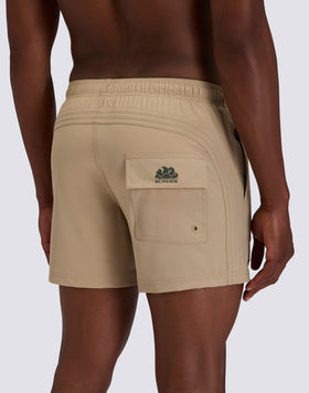 GOLDENWAVE MEN'S SHORT SWIMSUIT WITH ELASTIC WAIST, SOLID COLOR, 4WAY STRETCH