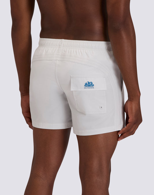 MAILLOT DE BAIN COURT POUR HOMME GOLDENWAVE AVEC TAILLE ÉLASTIQUE, COULEUR UNIE 4WAY STRETCH