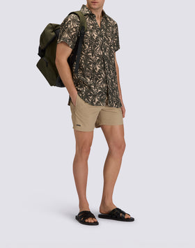 CAMICIA UOMO IN LINO A MEZZE MANICHE STAMPATA