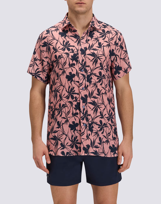 MEN'S PRINTED SHORT-SLEEVED LINEN SHIRT