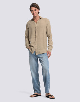 MEN'S GARMENT-DYED LINEN SHIRT