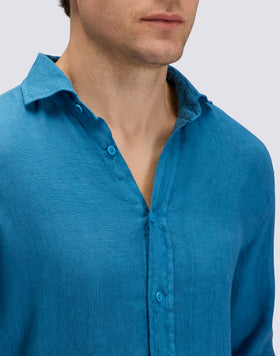 CHEMISE EN LIN TEINTE EN PIÈCE POUR HOMME