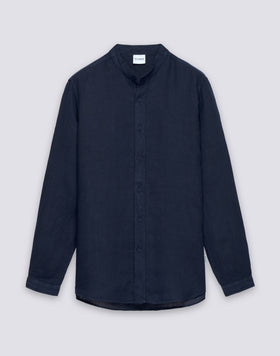 MEN'S MANDARIN SHIRT IN GARMENT-DYED LINEN