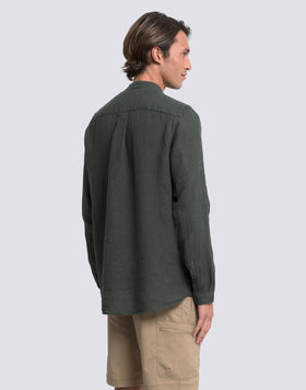 MEN'S MANDARIN SHIRT IN GARMENT-DYED LINEN