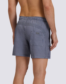 COSTUME DA BAGNO UOMO LUNGHEZZA MEDIA VITA ELASTICATA GOLDENWAVE IN TINTO FILO A RIGHE