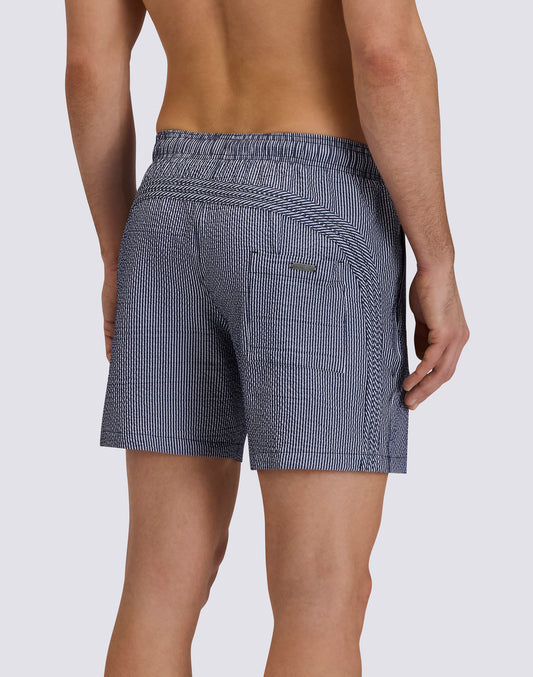 COSTUME DA BAGNO UOMO LUNGHEZZA MEDIA VITA ELASTICATA GOLDENWAVE IN TINTO FILO A RIGHE