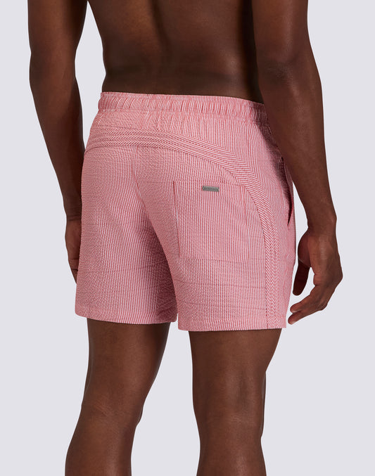 COSTUME DA BAGNO UOMO LUNGHEZZA MEDIA VITA ELASTICATA GOLDENWAVE IN TINTO FILO A RIGHE