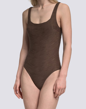 WOMEN'S ONE-PIECE SWIMSUIT WITH WAVE EFFECT JACQUARD