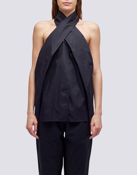 TOP IN POPELINE TINTA UNITA