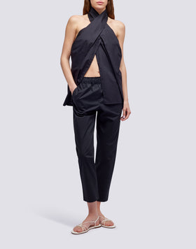 TOP IN POPELINE TINTA UNITA