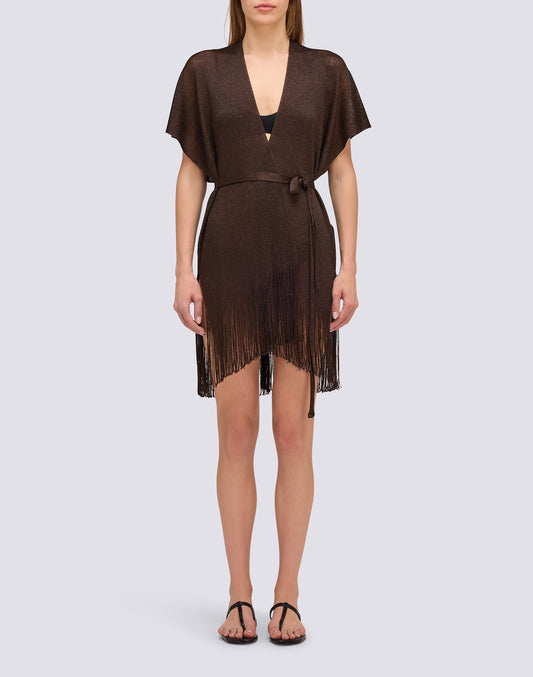 SHORT LUREX KAFTAN WITH STRAP