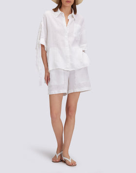 PANTALÓN CORTO DE LINO CON CINTURA ELÁSTICA