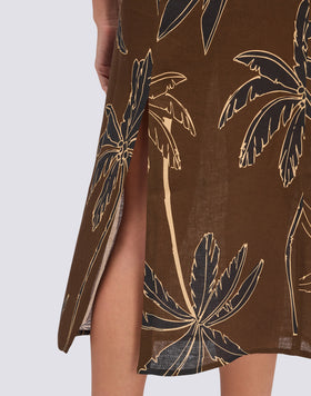 WOMEN'S OFF-THE-SHOULDER DRESS WITH GOLDEN PALM PRINT