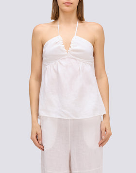 TOP DE LINO TEÑIDO EN PIE SIN MANGAS