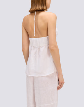 TOP DE LINO TEÑIDO EN PIE SIN MANGAS