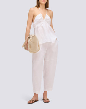 TOP DE LINO TEÑIDO EN PIE SIN MANGAS