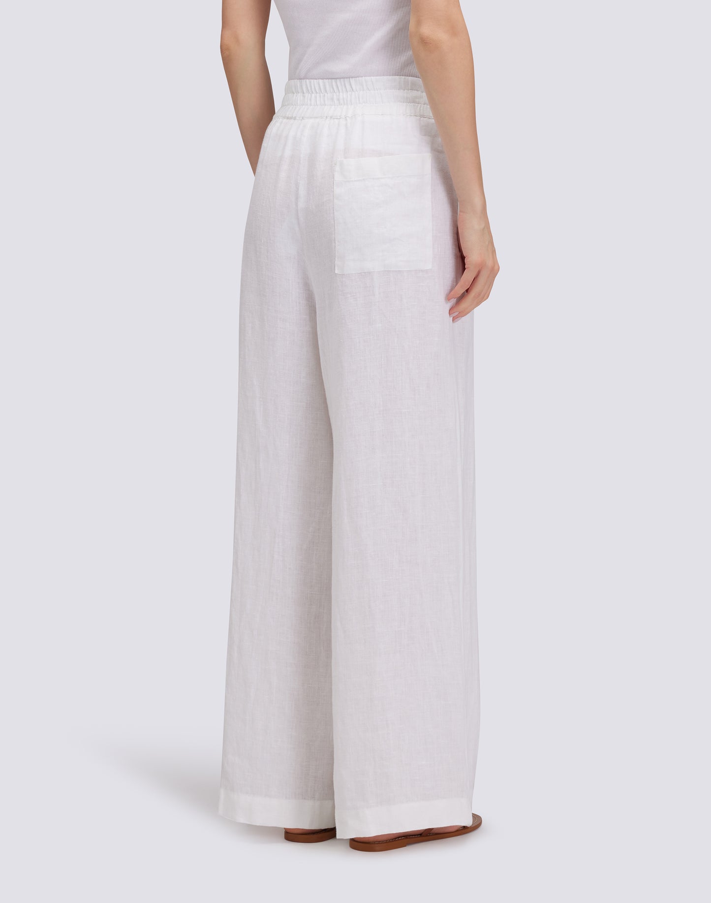 LONG PALAZZO TROUSERS IN GARMENT-DYED LINEN