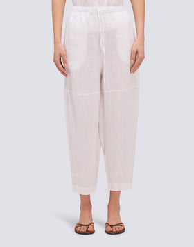PANTALÓN LARGO DE LINO CON CINTURA ELÁSTICA AJUSTABLE