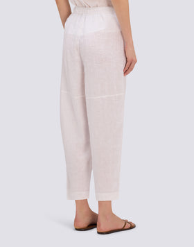 PANTALÓN LARGO DE LINO CON CINTURA ELÁSTICA AJUSTABLE