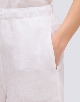 PANTALÓN LARGO DE LINO CON CINTURA ELÁSTICA AJUSTABLE