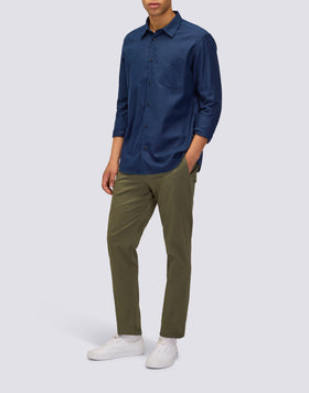 MEN'S LONG-SLEEVED COTTON GABARDINE SHIRT