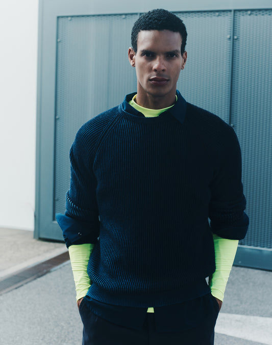 MEN'S HAND-AIRBRUSHED VANISÉ RIBBED SWEATER