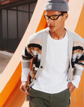 MEN'S MAXI STRIPED CARDIGAN WITH BUTTONS