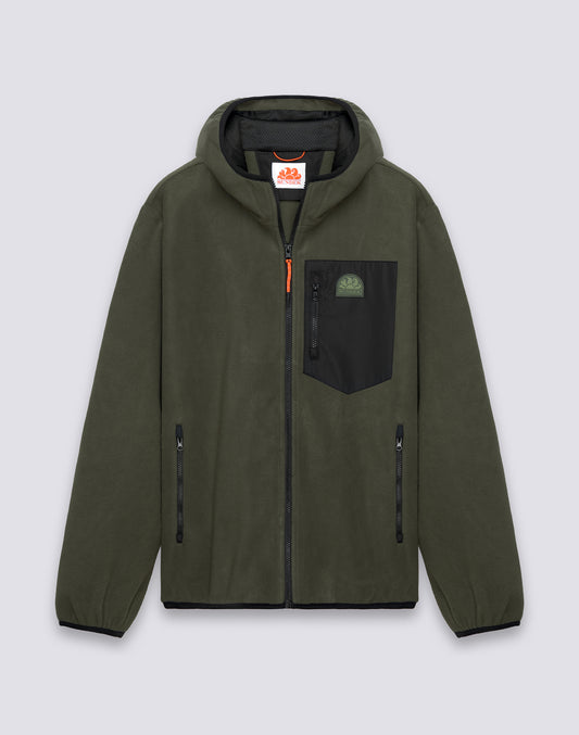 GIACCA UOMO IN PILE FULL ZIP CON CAPPUCCIO