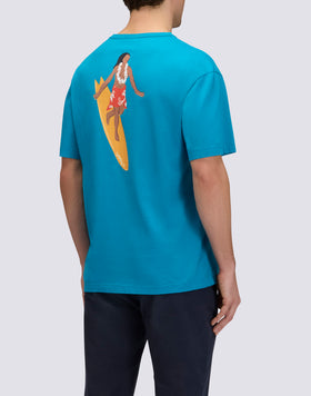 T-SHIRT HOMME À COL ROND AVEC IMPRIMÉ ET BRODERIE