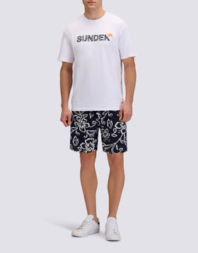 T-SHIRT HOMME À COL ROND AVEC IMPRIMÉ HIBISCUS D'ARCHIVES