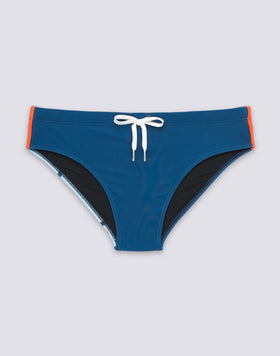 LEONARDO MEN'S SWIM BRIEFS WITH SHADERED LOGO PRINT