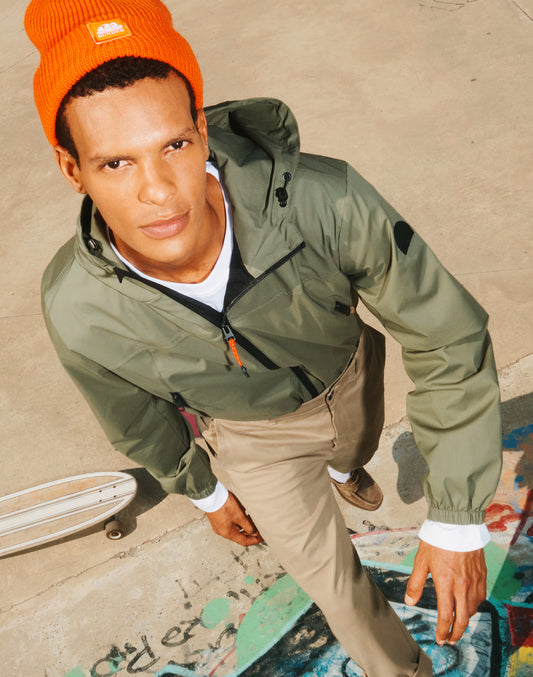 GIUBBOTTO CORTO DA UOMO CON CAPPUCCIO IN TESSUTO ACCOPPIATO