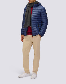 MEN'S 100-GRAM SHORT DOWN JACKET WITH HOOD