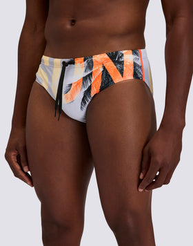 MEN'S SWIM BRIEFS WITH LOGO AND LA DREAM PRINT
