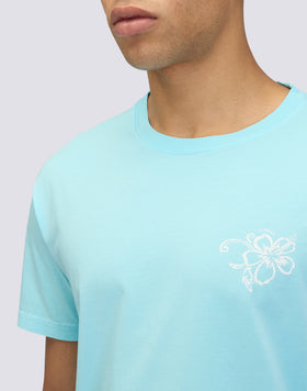 CAMISETA DE CUELLO REDONDO PARA HOMBRE CON ESTAMPADO HIBISCUS DE ARCHIVO
