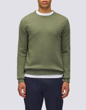 PULL COL ROND POUR HOMME EN LAINE MÉLANGÉE