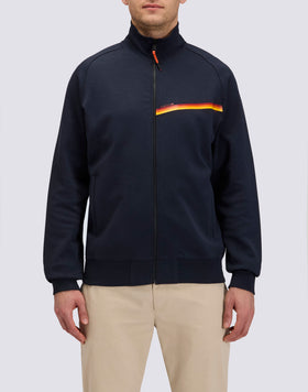 FELPA FULL ZIP CON DETTAGLIO TRICOLORE