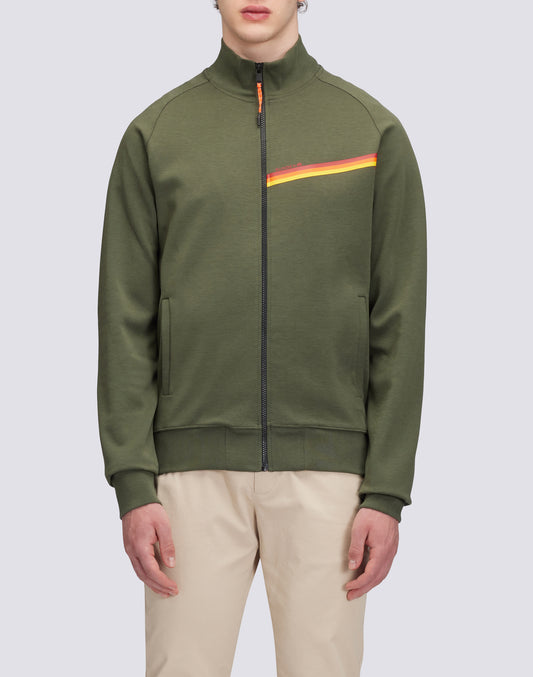 FELPA FULL ZIP CON DETTAGLIO TRICOLORE