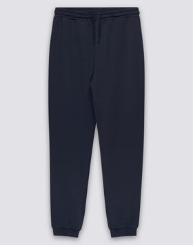 MEN'S ELASTIC WAISTED LONG TROUSERS IN RECYCLED INTERLOCK COTTON