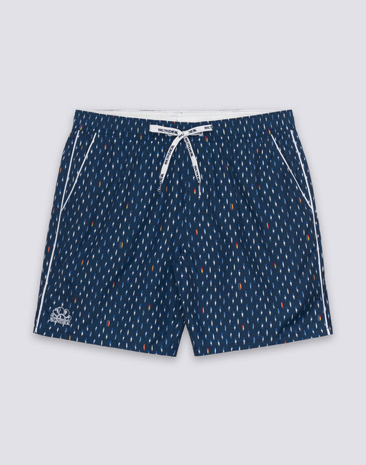 MID-LENGTH SWIMSHORTS WITH ELASTICATED WAIST AND RICE SURF PRINT IN REPREVE® RECYCLED POLYESTER