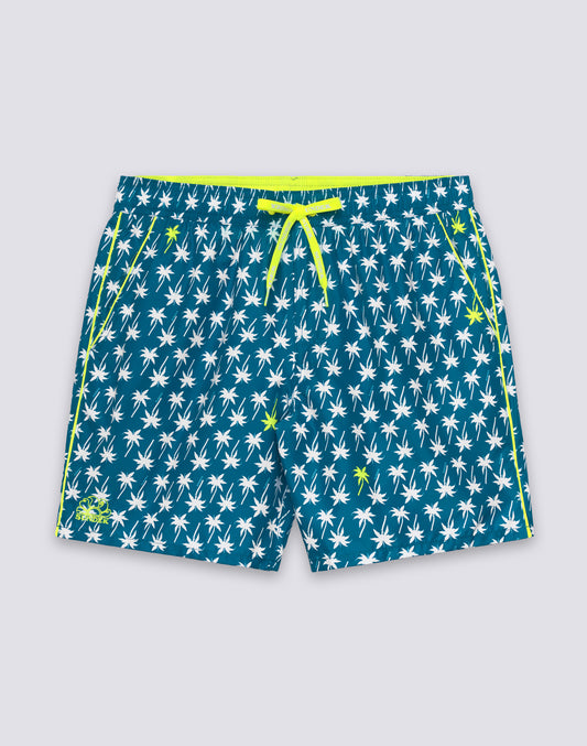 MEN'S MID-LENGTH SWIMSHORTS WITH ELASTIC WAIST AND UPSIDE DOWN PRINT IN REPREVE® RECYCLED POLYESTER